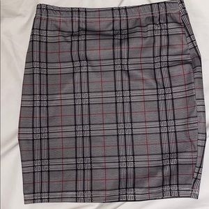 Plaid print fitted skirt
